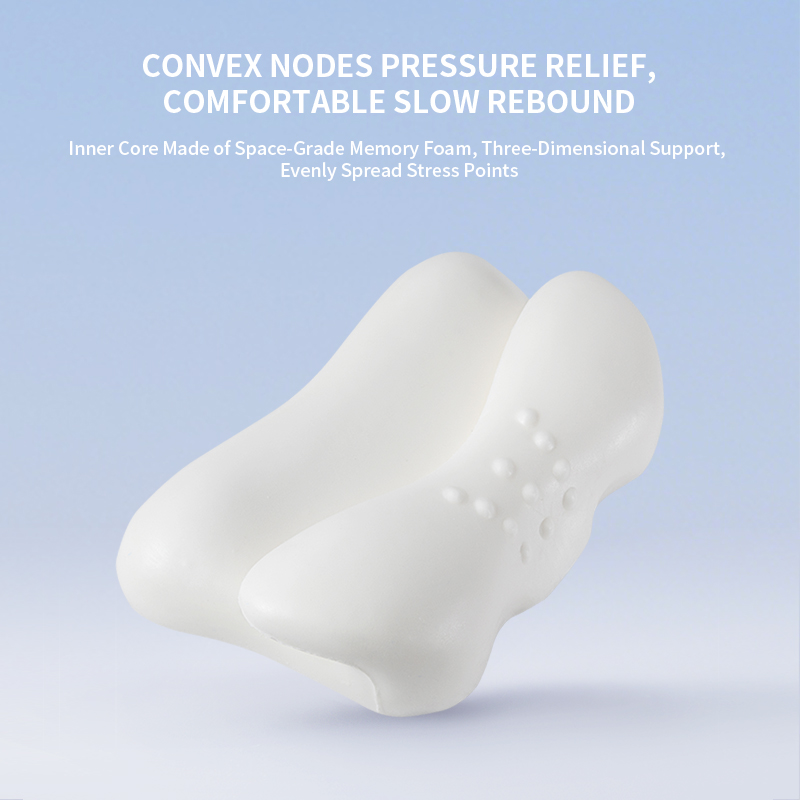 SINOWARM Contour Memory Foam Pillow with Massage Nodes Cool Nylon Spandex Cover Neck Pain Relief Support Pillow for Side Back Sleepers