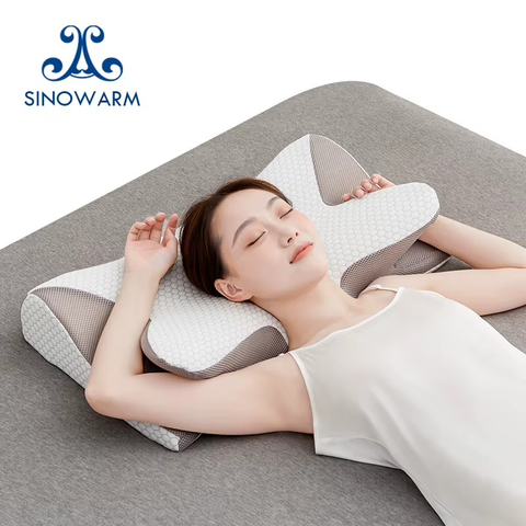 Memory Foam Neck Pillow with Ear Holes for Side Sleepers Ear Pain Relief