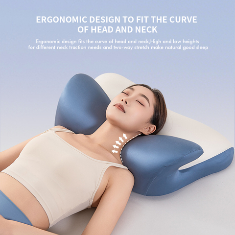 SINOWARM Contour Memory Foam Pillow with Massage Nodes Cool Nylon Spandex Cover Neck Pain Relief Support Pillow for Side Back Sleepers