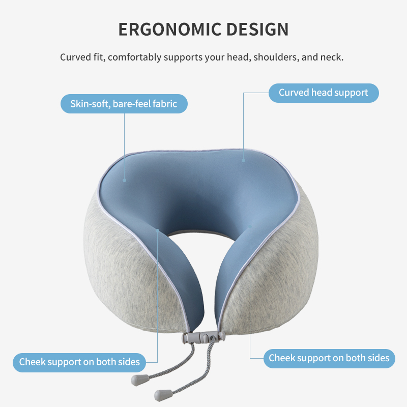 Memory Foam U-Shape Travel Pillow with Storage Bag 