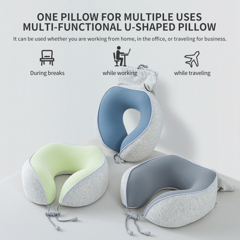Memory Foam U-Shape Travel Pillow with Storage Bag 