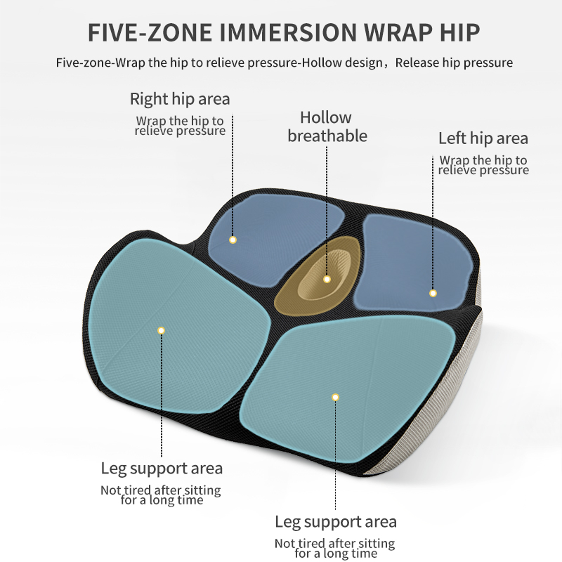 W-Shaped Ergonomic Memory Foam Seat Cushion