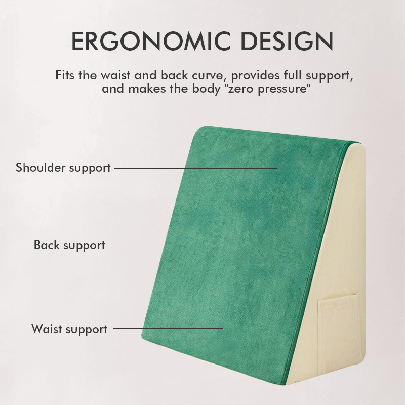 Bed Rest Wedge Pillow Memory Foam Back Support Cushion for Reading Relax 