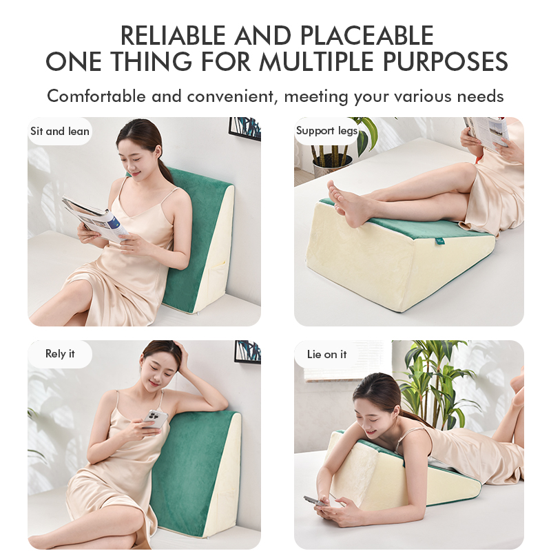 Bed Rest Wedge Pillow Memory Foam Back Support Cushion for Reading Relax 
